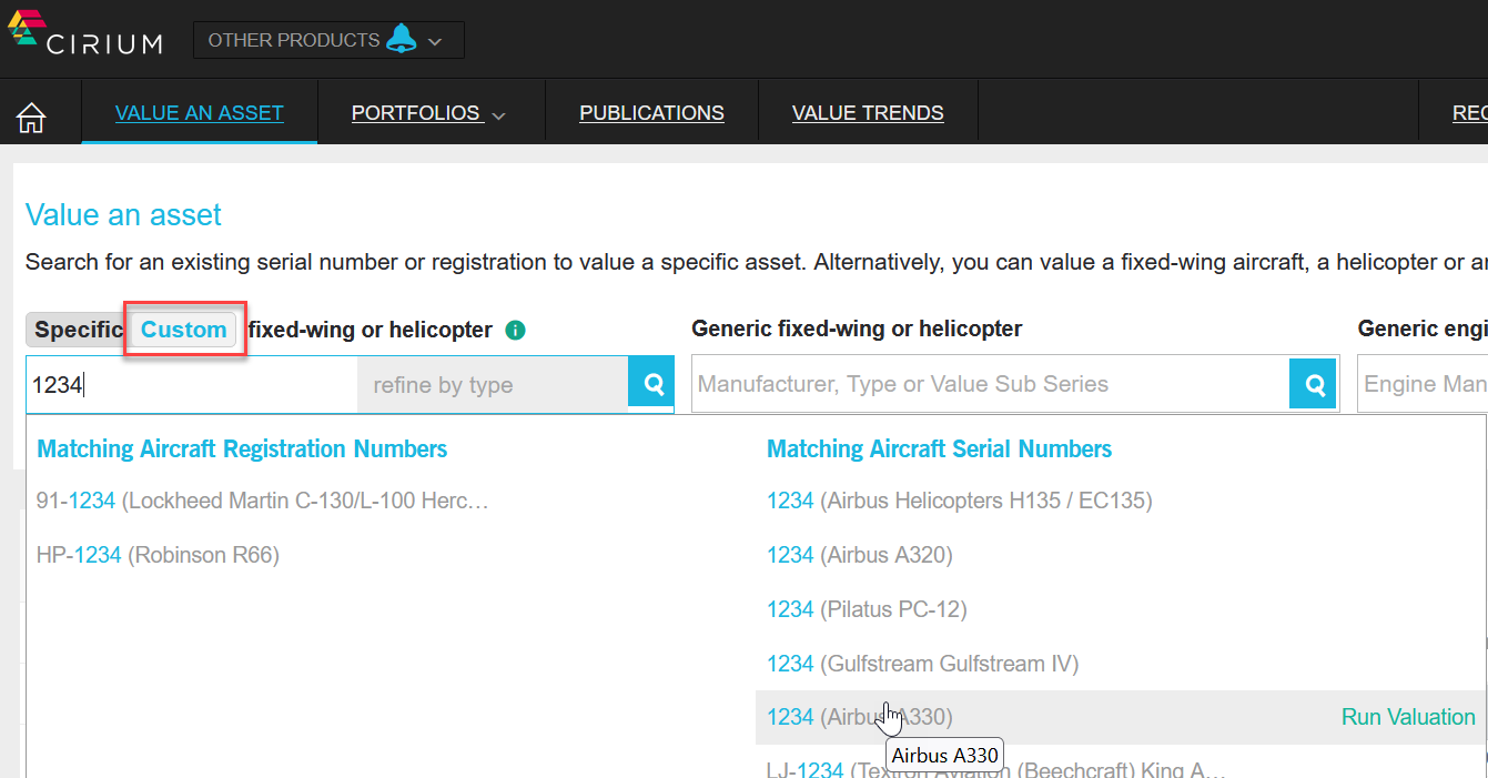 What is a Custom Specific Valuation